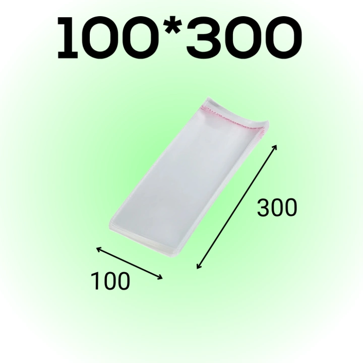 БОПП пакет с клеевым клапаном 100*300 мм, 25мкм (1000шт/уп)