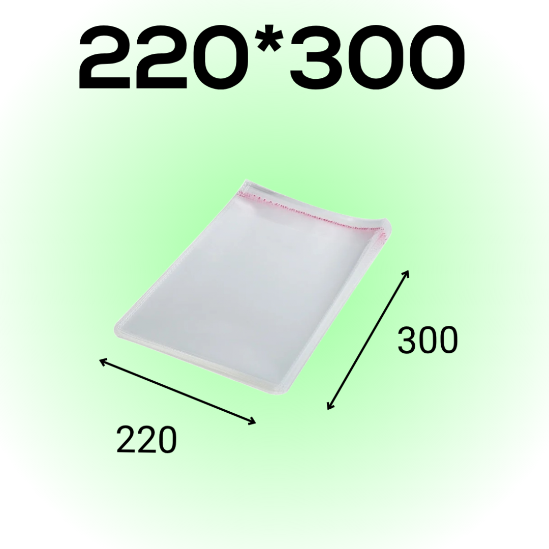 БОПП пакет с клеевым клапаном 220*300 мм, 25мкм (1000шт/уп)